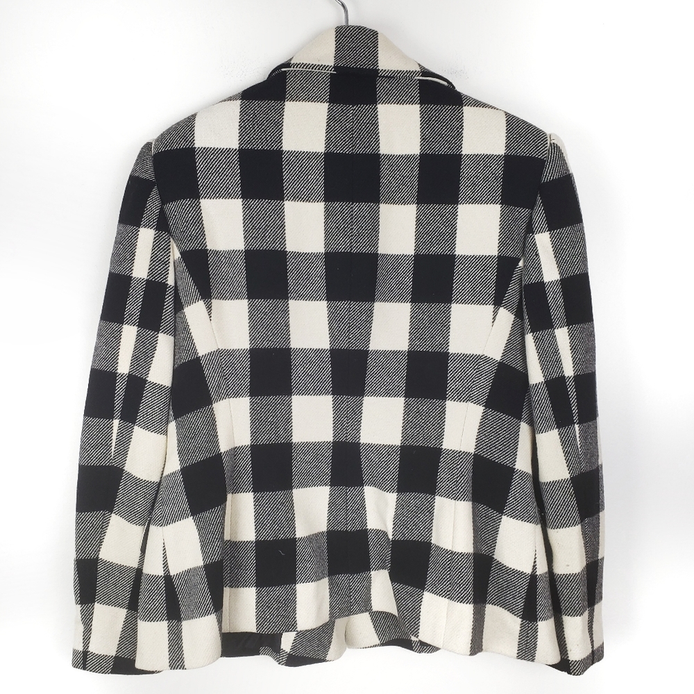 RALPH LAUREN Purple Label Cashmere Wool Cream & Black Buffalo Plaid Coat Size:14 - Picture 6 of 6